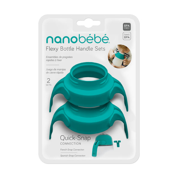 Nanobébé US New Flexy Bottle Quick-click Handles - 2pk, Teal